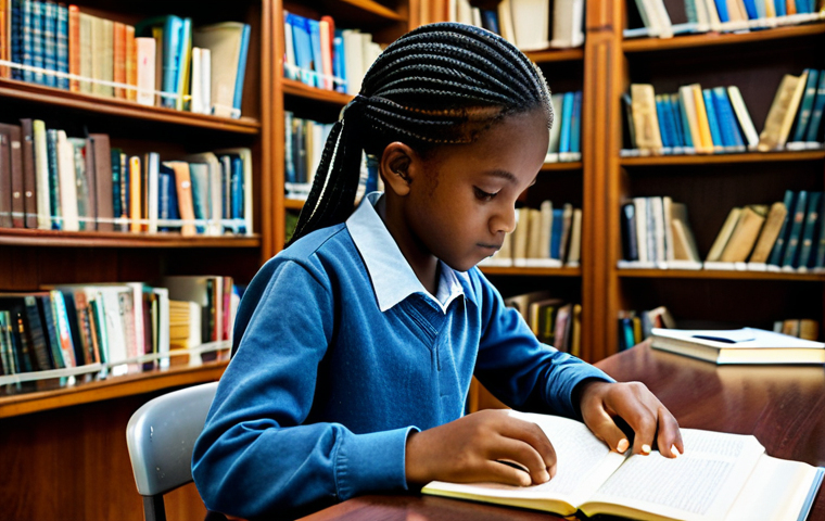 아이티에서 학생들이 받을 수 있는 장학금 프로그램 - **Image Prompt:** A young Haitian student, fully clothed in modest attire, diligently studying at a ...