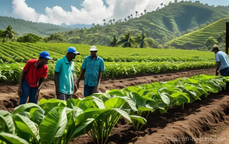 아이티의 주요 기업과 산업 현황 - **Haitian Agricultural Innovation:**
    "A wide, cinematic shot capturing the essence of modern Hai...