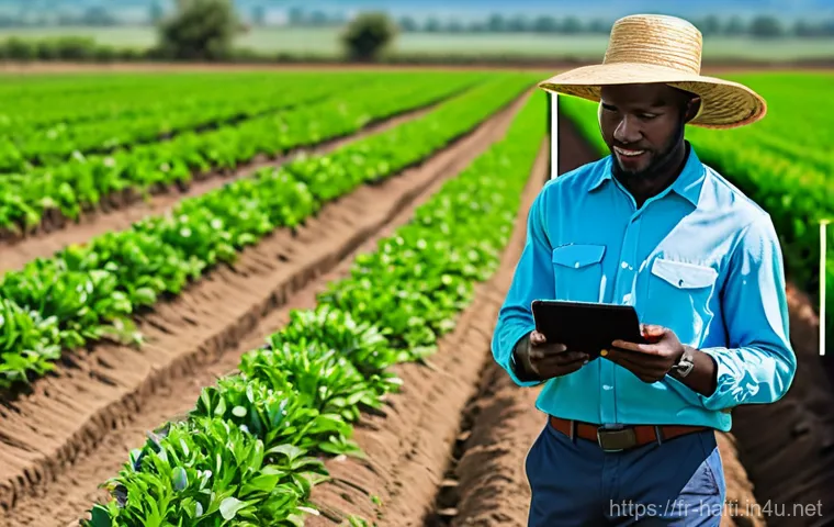 아이티에서 개발된 혁신 기술과 스타트업 사례 - **Prompt: "A vibrant scene in a Haitian village, depicting several individuals engaged with mobile F...