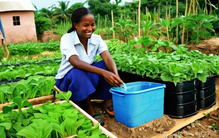 아이티의 사회적 문제와 이를 해결하기 위한 노력 - **Prompt:** A vibrant and bustling Haitian community square, bathed in warm, bright daylight. In the...