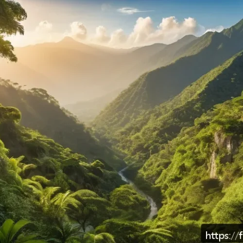 Home 17 아이티의 숨겨진 자연 명소 - A breathtaking panoramic view of the Haitian mountain ranges covered in dense, lush green forests an...